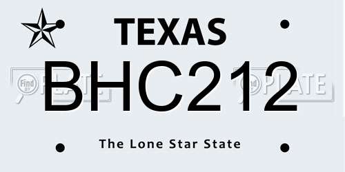 BHC212 Texas License Plate