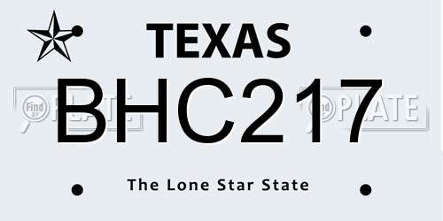 BHC217 Texas License Plate