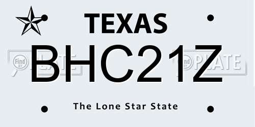 BHC21Z Texas License Plate