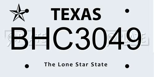 BHC3049 Texas License Plate