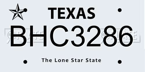 BHC3286 Texas License Plate