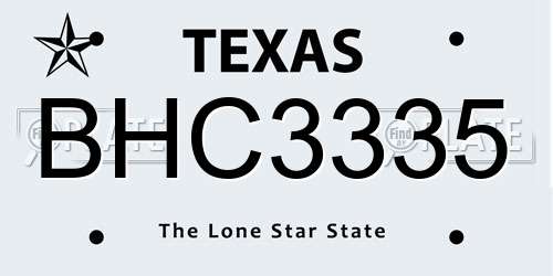 BHC3335 Texas License Plate