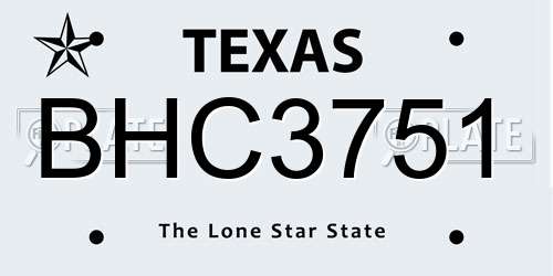 BHC3751 Texas License Plate