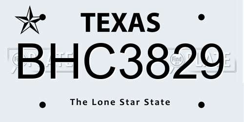 BHC3829 Texas License Plate