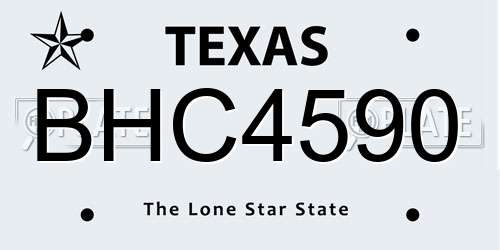 BHC4590 Texas License Plate