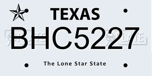 BHC5227 Texas License Plate