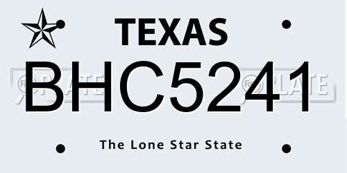 BHC5241 Texas License Plate
