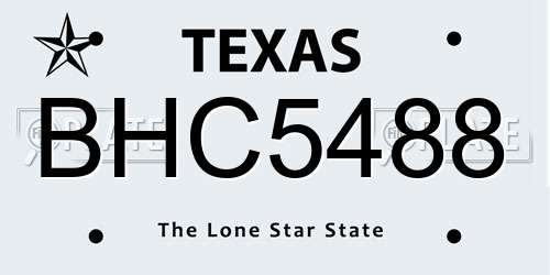 BHC5488 Texas License Plate