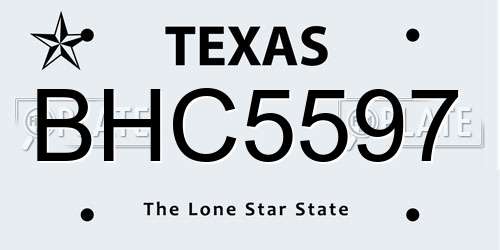 BHC5597 Texas License Plate