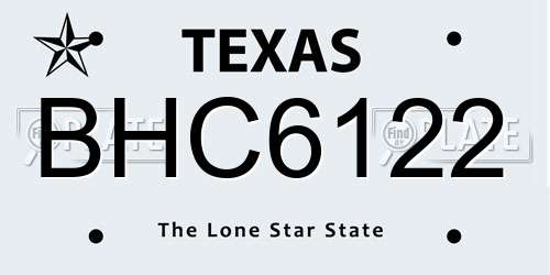 BHC6122 Texas License Plate