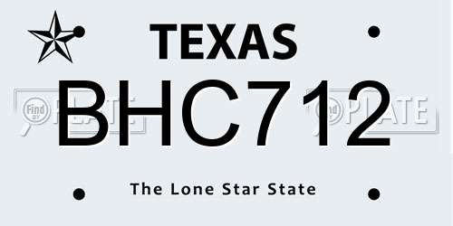 BHC712 Texas License Plate
