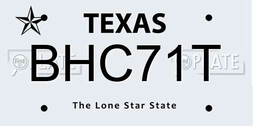 BHC71T Texas License Plate