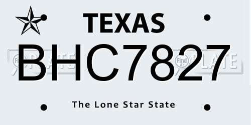 BHC7827 Texas License Plate