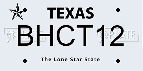 BHCT12 Texas License Plate