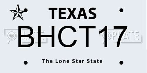 BHCT17 Texas License Plate