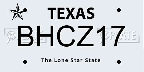 BHCZ17 Texas License Plate