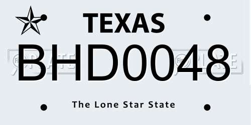 BHD0048 Texas License Plate