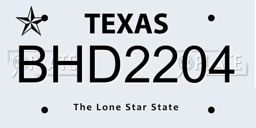 BHD2204 Texas License Plate