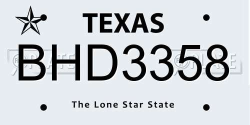 BHD3358 Texas License Plate
