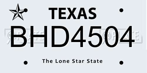 BHD4504 Texas License Plate