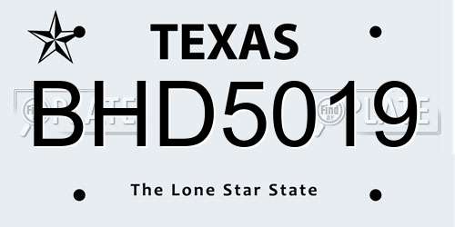BHD5019 Texas License Plate