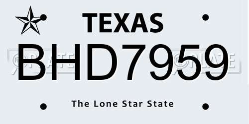 BHD7959 Texas License Plate