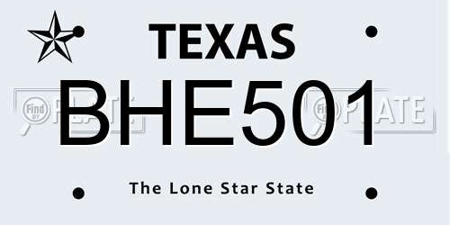 BHE501 Texas License Plate