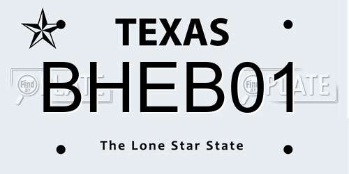 BHEB01 Texas License Plate