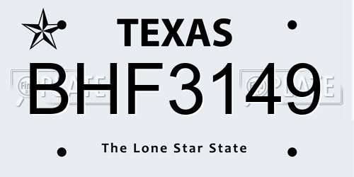 BHF3149 Texas License Plate