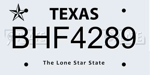 BHF4289 Texas License Plate