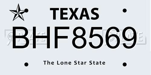BHF8569 Texas License Plate
