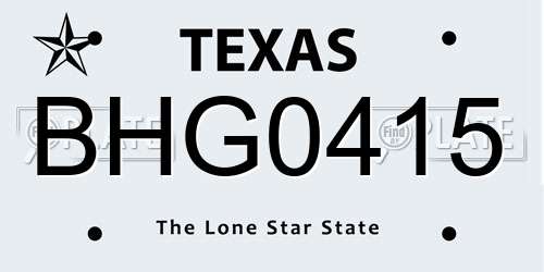 BHG0415 Texas License Plate