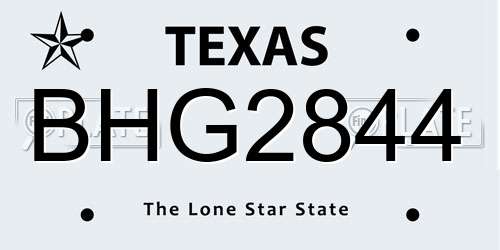 BHG2844 Texas License Plate