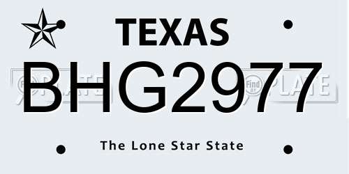 BHG2977 Texas License Plate
