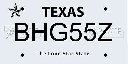 BHG55Z Texas License Plate