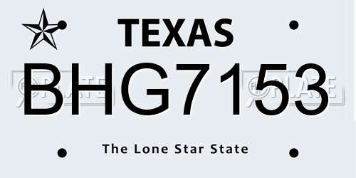 BHG7153 Texas License Plate