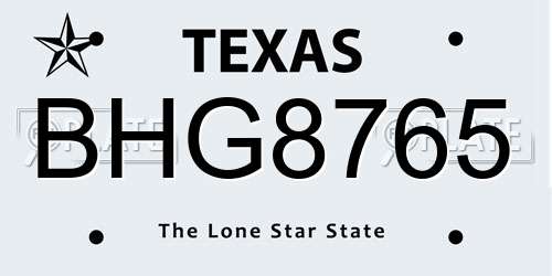 BHG8765 Texas License Plate