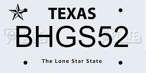 BHGS52 Texas License Plate