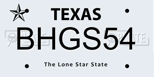 BHGS54 Texas License Plate
