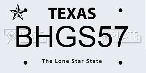 BHGS57 Texas License Plate