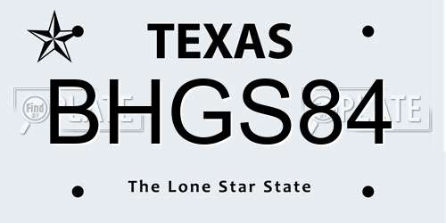 BHGS84 Texas License Plate