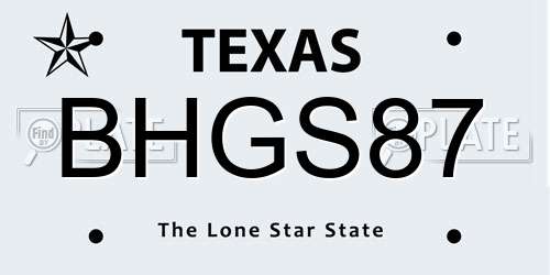 BHGS87 Texas License Plate