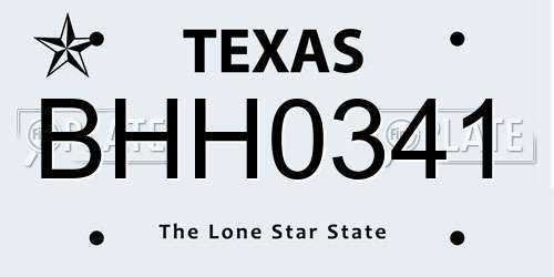 BHH0341 Texas License Plate