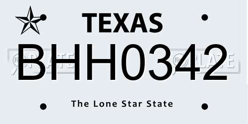 BHH0342 Texas License Plate