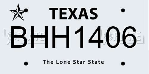 BHH1406 Texas License Plate