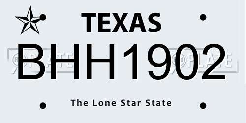 BHH1902 Texas License Plate