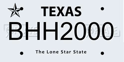 BHH2000 Texas License Plate