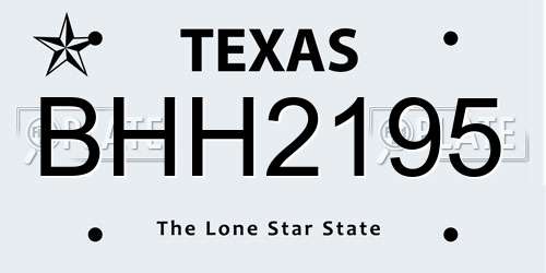 BHH2195 Texas License Plate