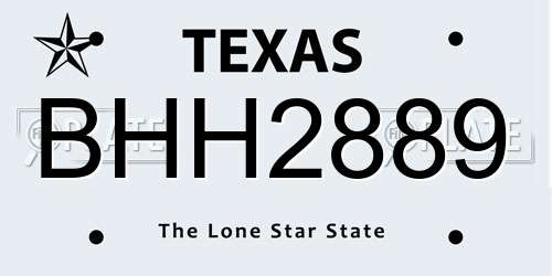 BHH2889 Texas License Plate
