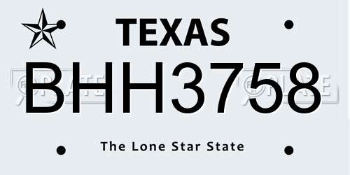 BHH3758 Texas License Plate